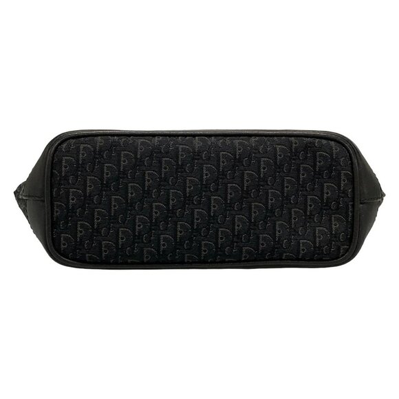 Auth DIOR/ChristianDior Trotteur - Black Gray Jacquard Leather Handbag - Picture 6 of 16